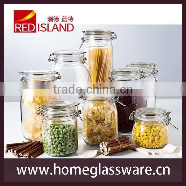 decorative clear airtight glass bottles with stainless steel clips