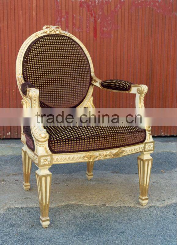 Espana Style Antique Dining Chair Check Pattern Design