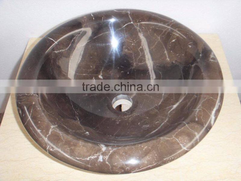 Competitive price brown marble basins/round sinks