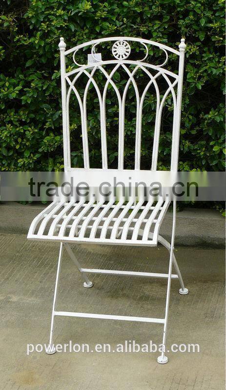 Wrought Iron Elegant Folding Metal Chair Outdoor Garden Furnitures