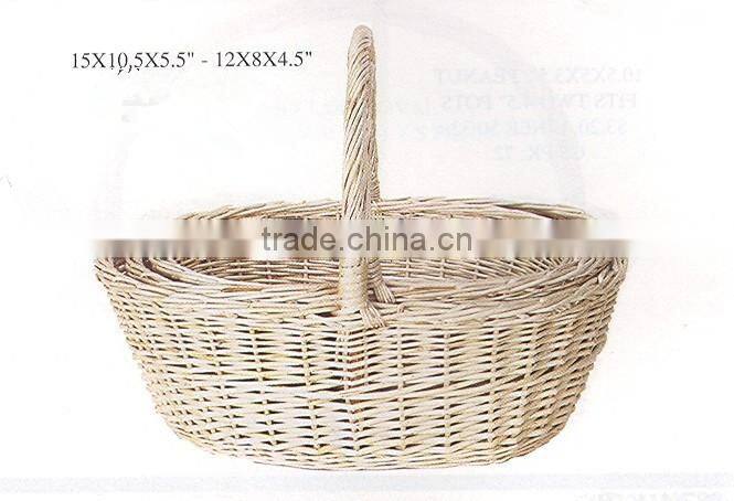 Unpeeled wicker fire basket for sale
