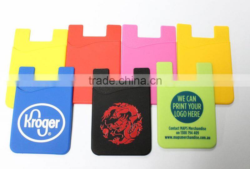Change colorl Silicone wallet with cell phone pocket 3M Adhesive