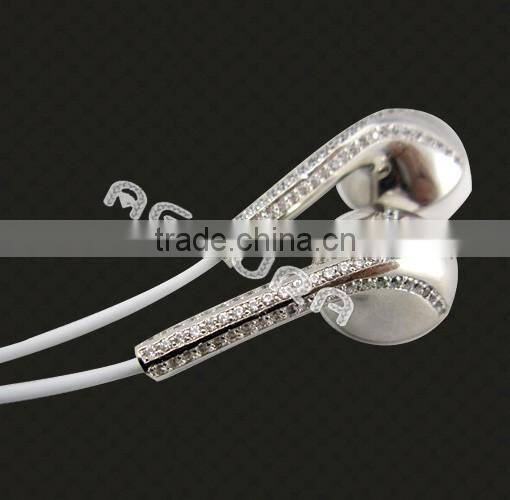 High quality gold earphone with diamond for iphone 6, 24k luxury in-ear earphone,for iphone gold earphone