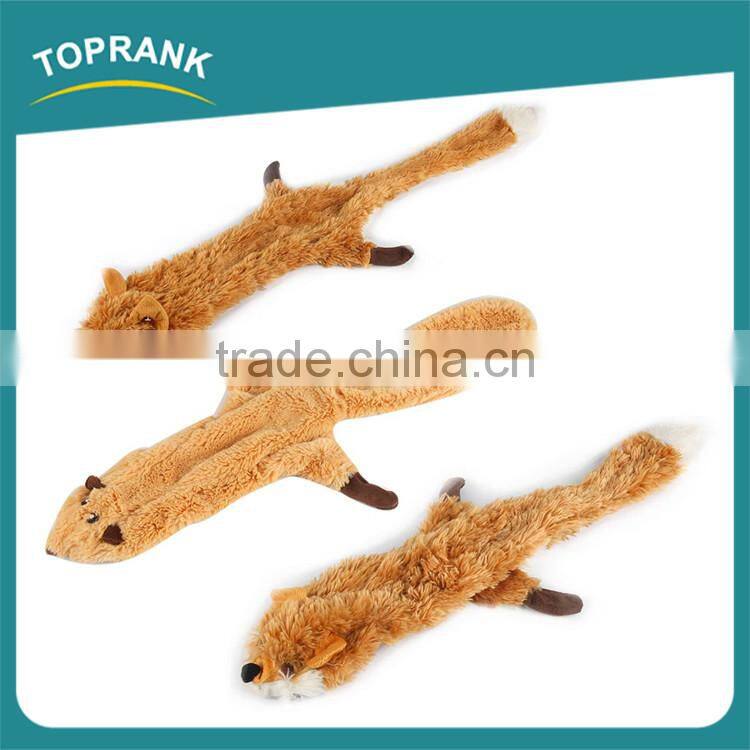Hot selling pet chewing unstuffed PV plush fox shaped dog toys