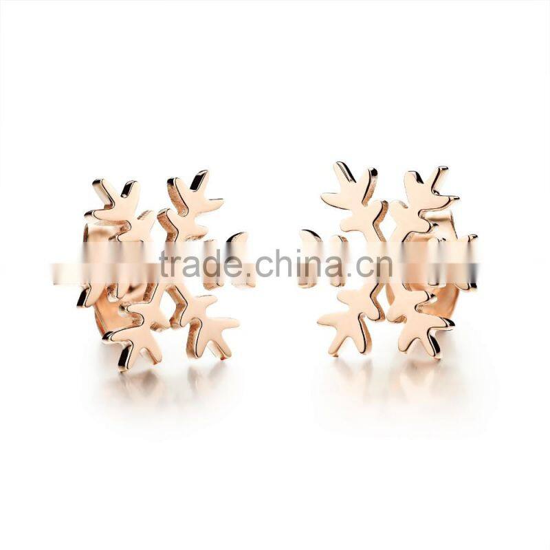 2017 New Arrival 316L Stainless Steel Snow Flower Earring Stud Earring for teens Women