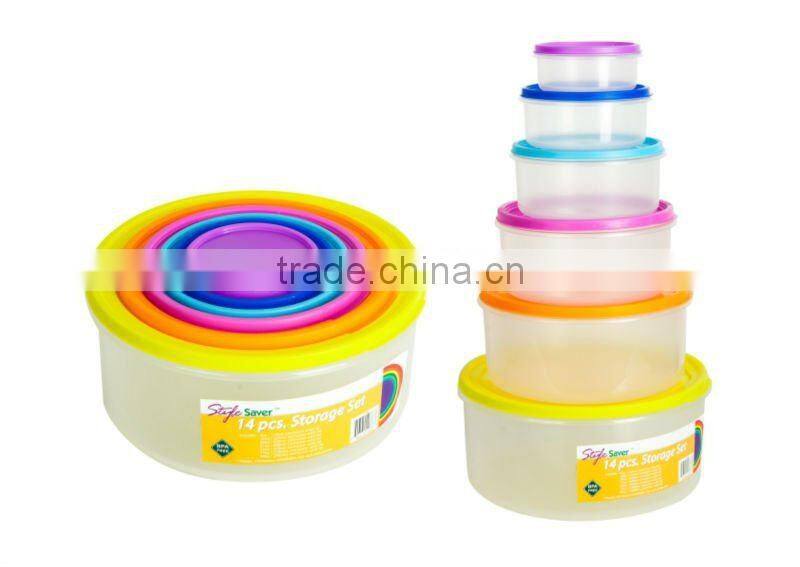 Rainbow Food Storage, 7pcs plastic food container, round Storage Box.