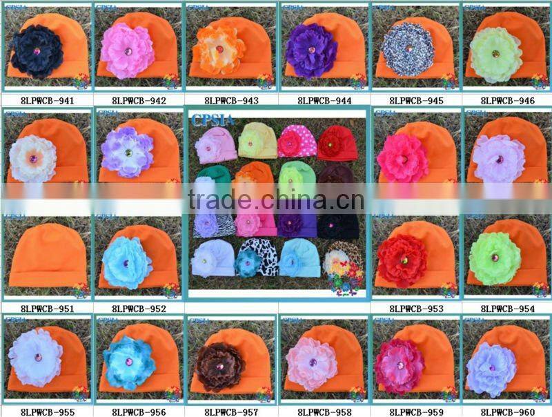 wholesale photo props Toddler Cotton knit beanie with peony flower