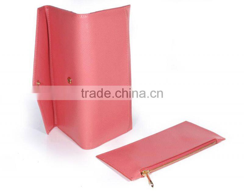 Girl genuine leather wallet zipped money pocket/bag with card slots