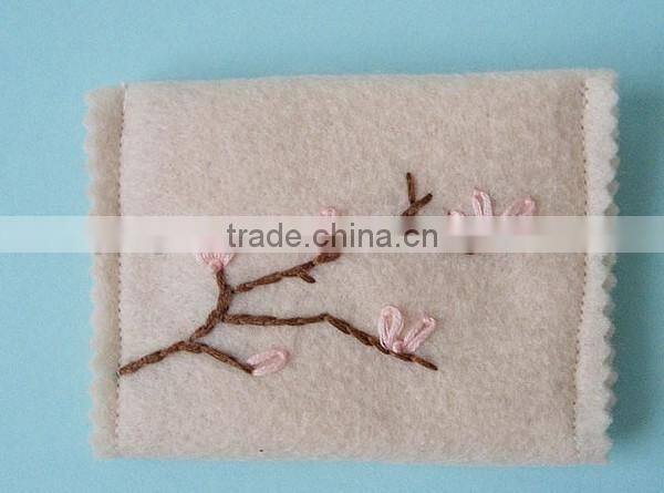 New products 2017 elegance polyester coin case plum blossom pattern wallet wool fabric 5.5 inch mobile phone case wholesale