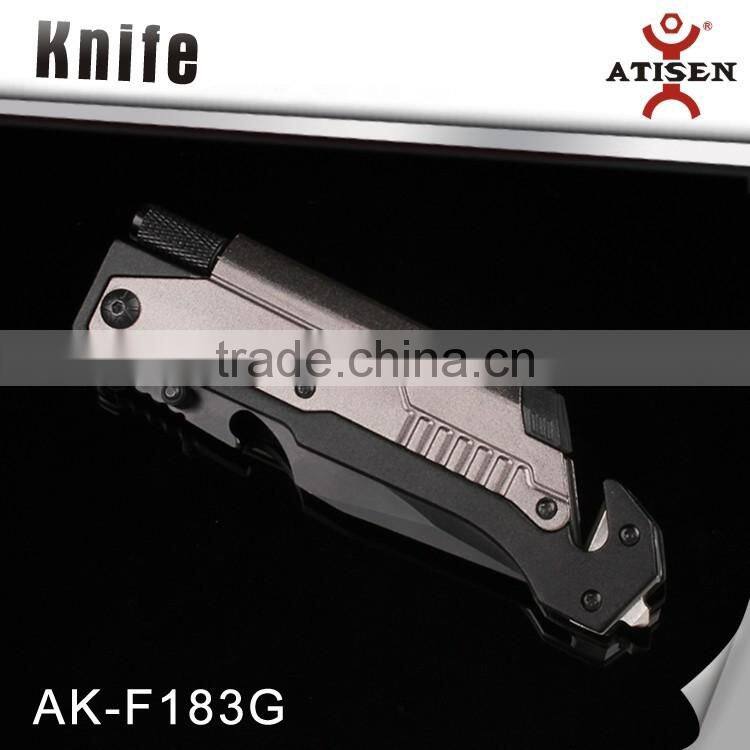 Top Quality Tactical Folding Knife 3Cr13+Aluminium Camping Knife With LED Car Glass Breaker Belt Cutter Fire Start Tools