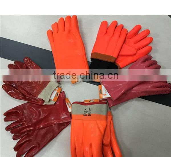 DDSAFETY With 5Years Experience PVC Gloves Red PVC Smooth Finished 100%Cotton Liner