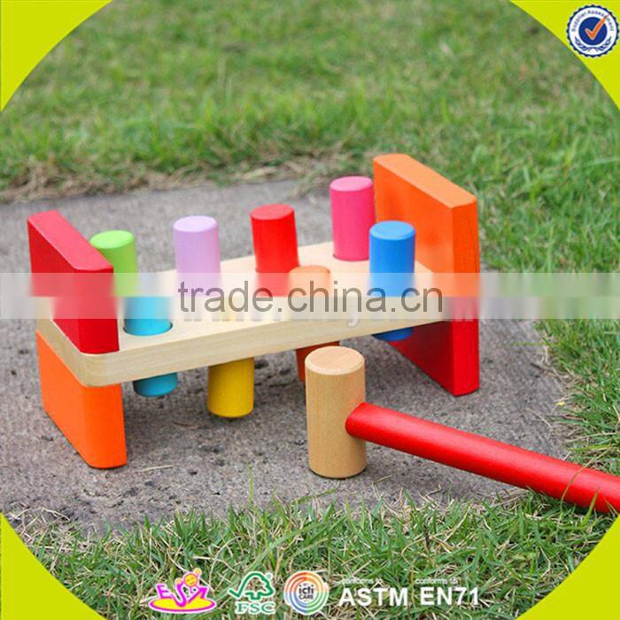 wholesale educational Wooden colorful knocking toy, intelligence knocking toy,wooden pounding bench toddler toy W11G018