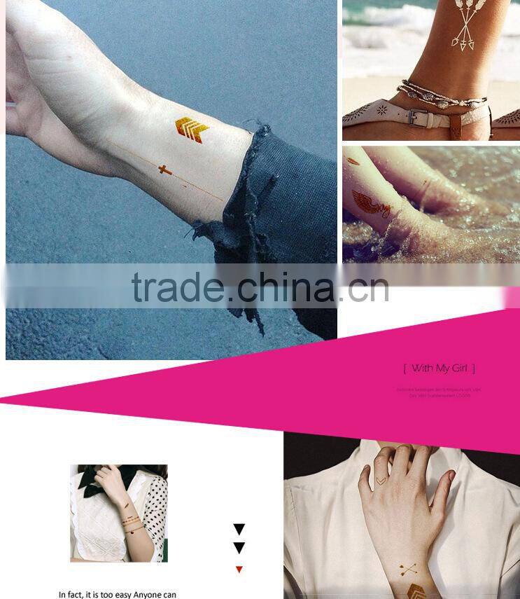 Custom metallic tattoo sticker 3D gold foil water transfer tattoo sticker