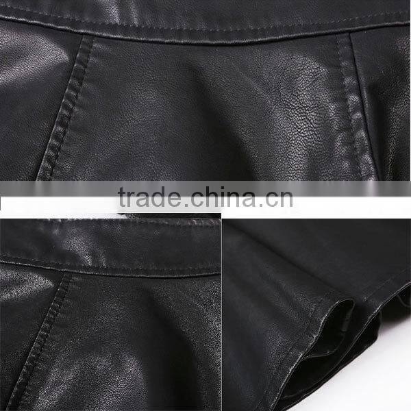 New Design Top Fashion Elegant mini short Sexy Black Leather Skirt