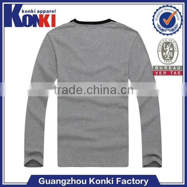 deep v neck long sleeve cotton t shirts for man