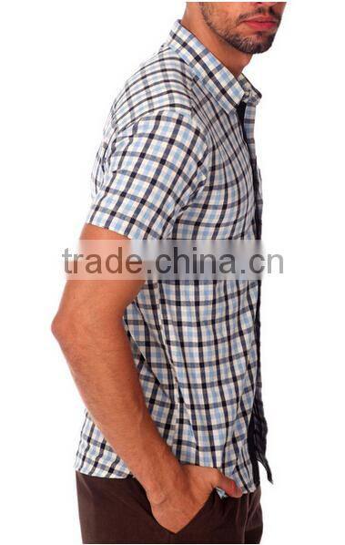 Something Strong Men's Blue Plaid Cotton Shirt