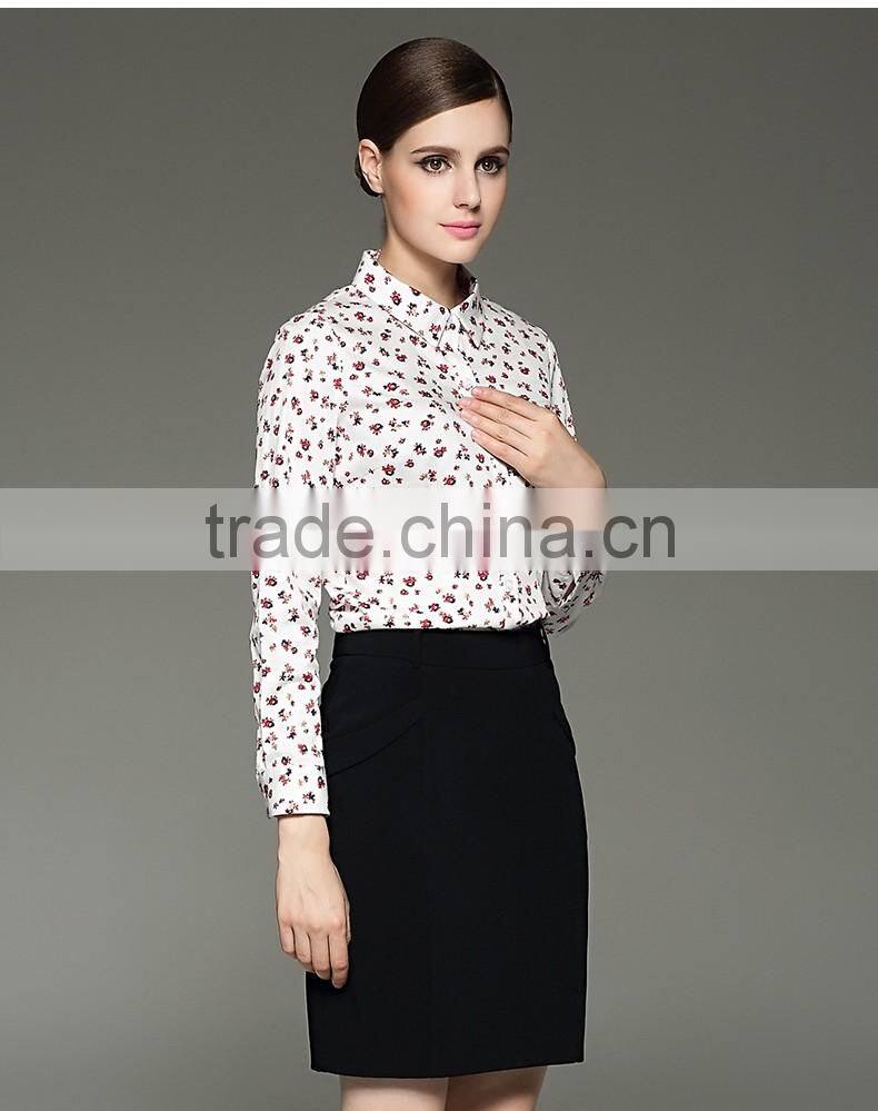 Idyllic Style Floral Printed Long Sleeve Cotton Shirt For Ladies