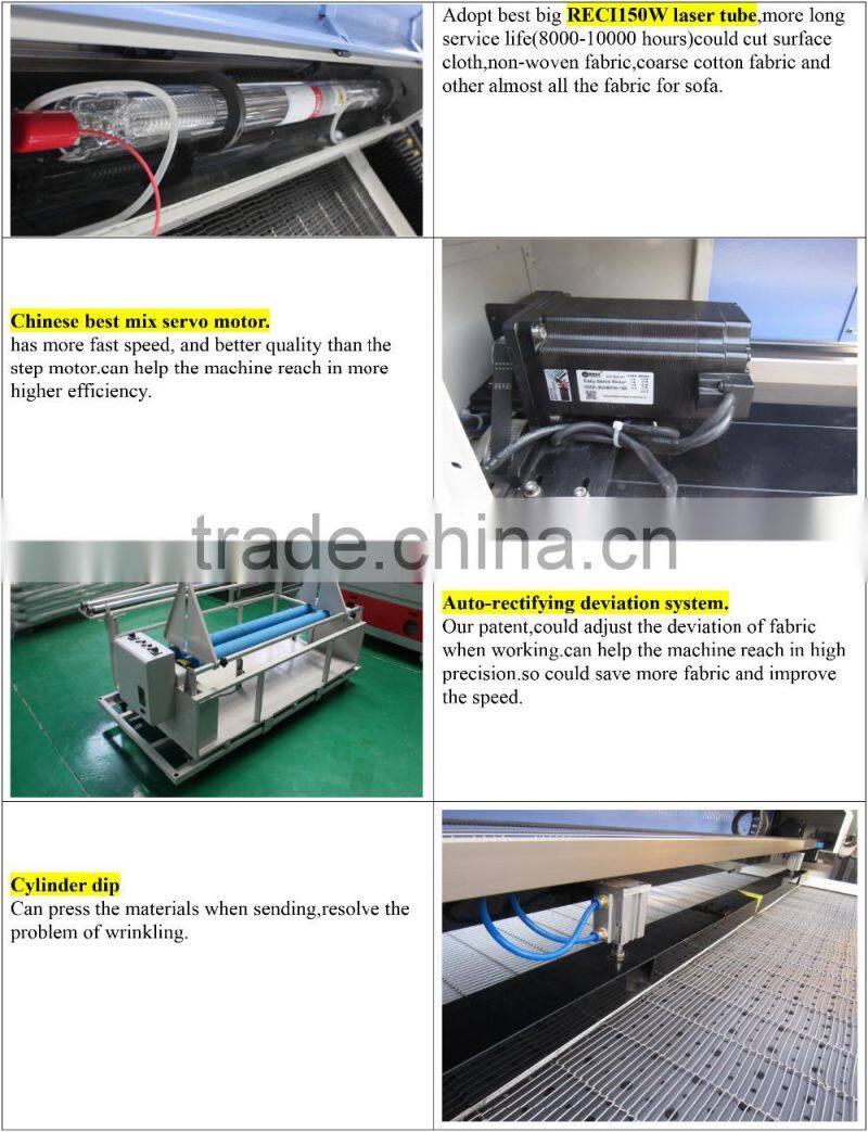 Auto feeding laser cutting polyester / nylon / fabric / leather / vinly machine MC 1630