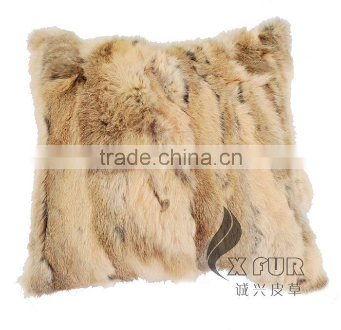 CX-D-17A Super Quality Winter Genuine Tibetan Sheep Rabbit Fur Decorative Pillow Case