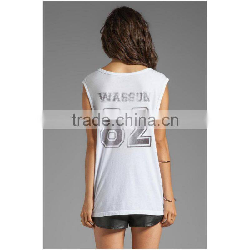 Custom printing muscle tee for women sleeveless muscle tee for women