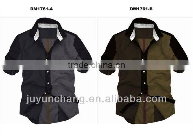 2014 new style yarn dyed short sleeve casual shirt