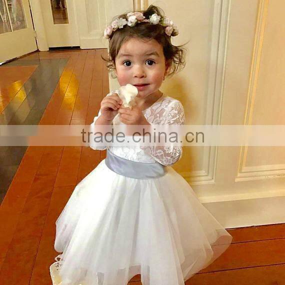 Floor-Length Light Lvory Flower Girl Dress Tulle Lace Fabric Baby Party Dress Gown