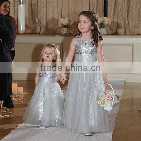 Flower Girls Sequins Tutu Dress Kids Long Birthday Party Dress