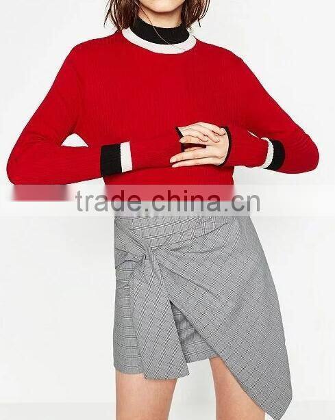 EY0854S Custom Long Sleeve V-Neck Stripe Knitted Pullover Sweater