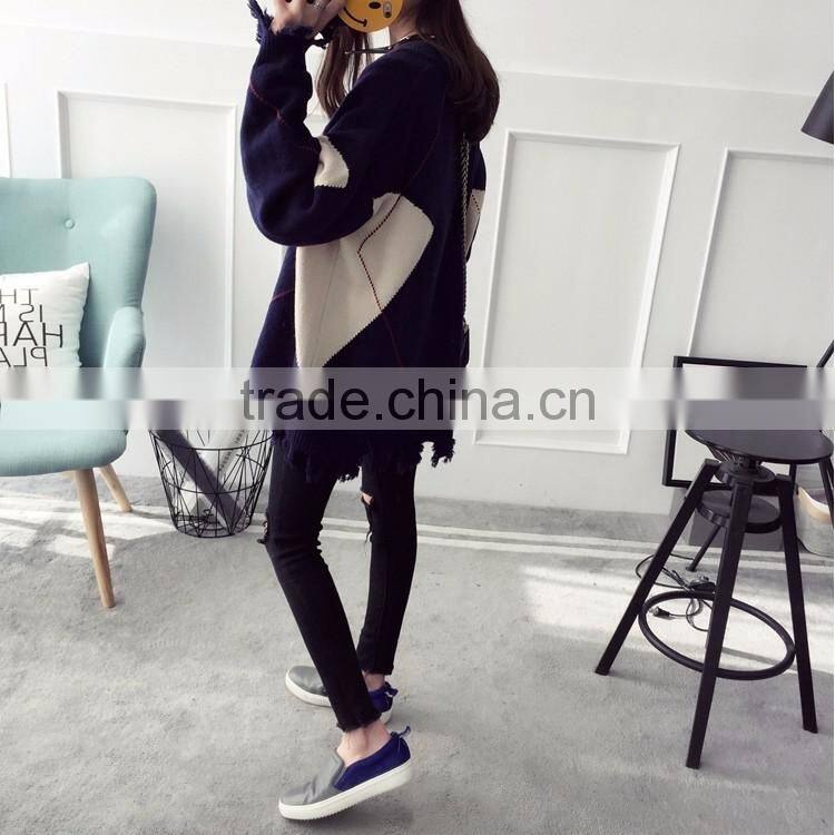 2017 new spring Korean sweater cardigan long loose Double-breasted tassels knit sweater