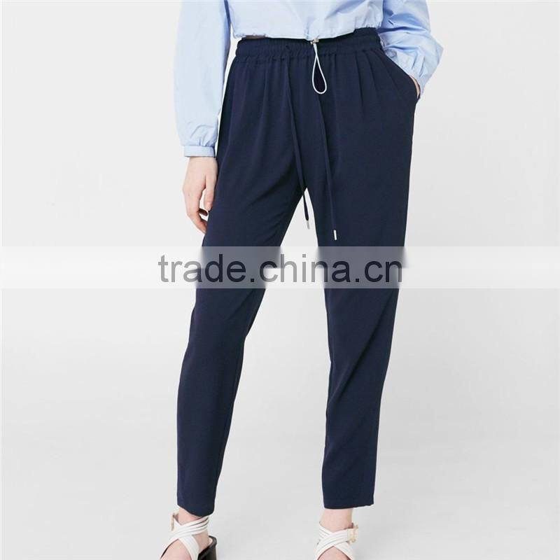 Logo accepted graceful breathable navy blue jogger skinny leg dress pants
