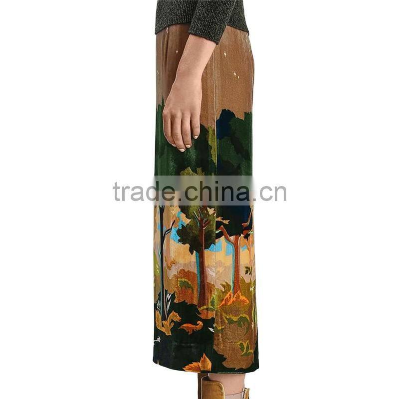 2017 OEM Spring Landscape Printed Valiant Long Maxi Skirts