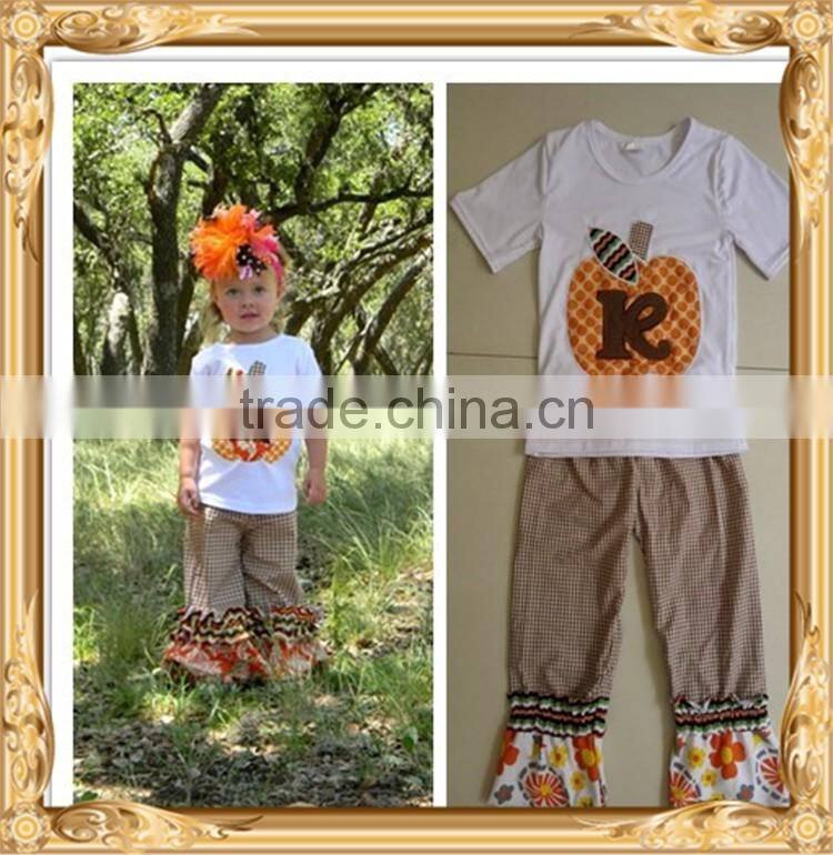 Boutique girl clothing spring and summer easter bunny outfits for toddler girls bunny top and floral triple ruffle pants sets