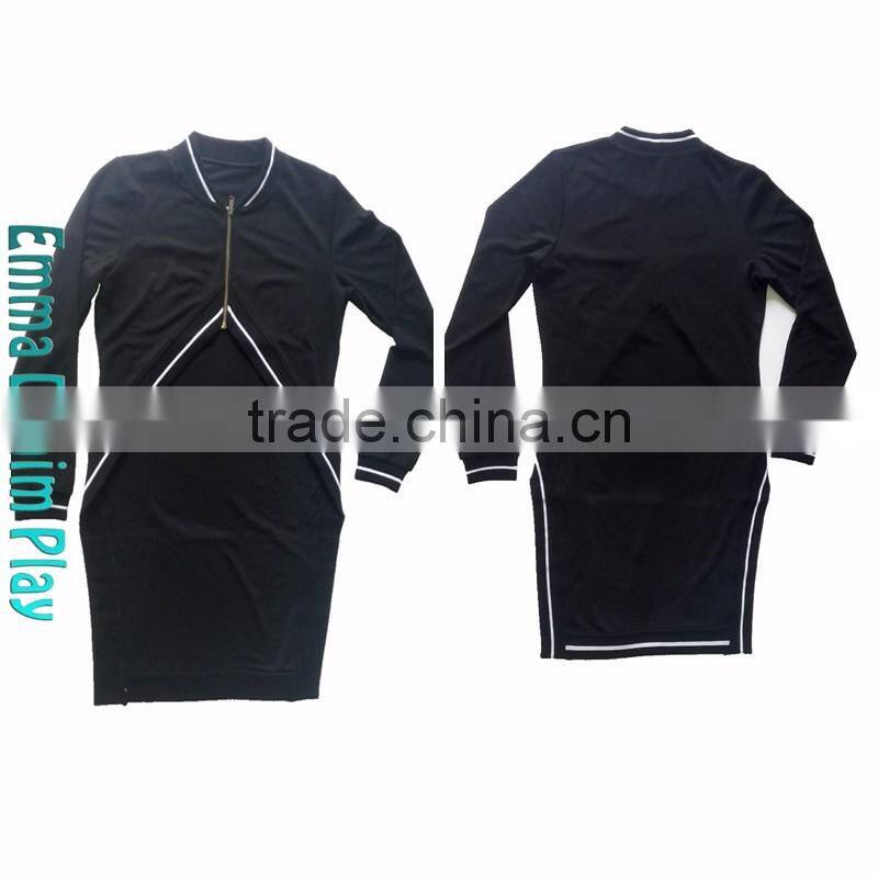 Customized Two Tone Trimming Longline Urban Bomber Jackets for Ladies