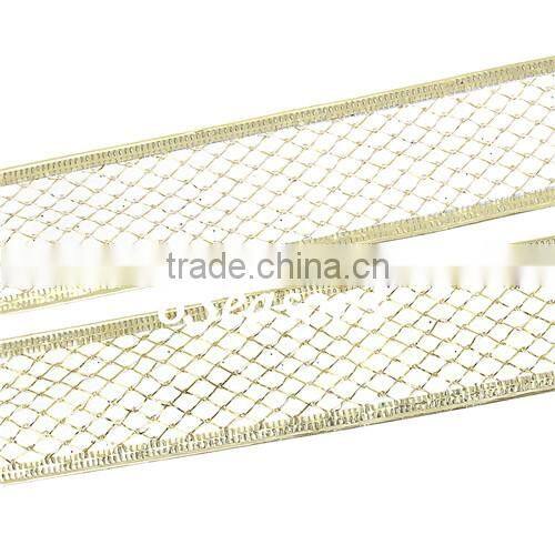 Golden Fabric Satin Ribbon For Christmas Decoration 3.8cm