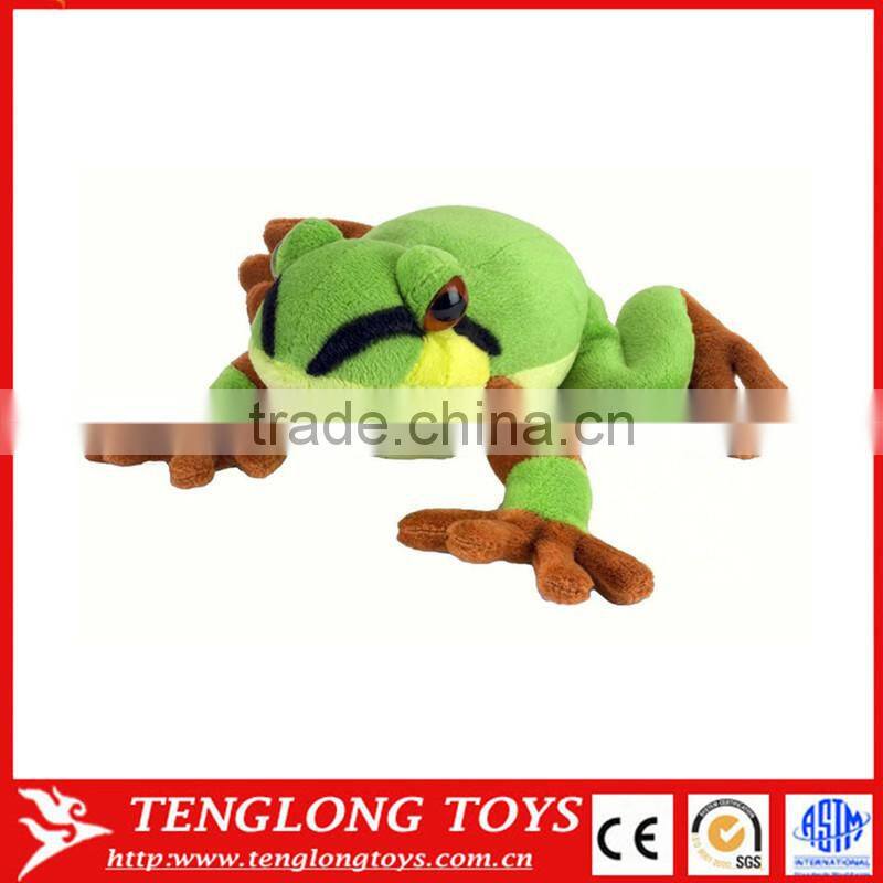 Soft Plush Stuffed Jumping Animal Squeaky Pet Frog Toys With Sound