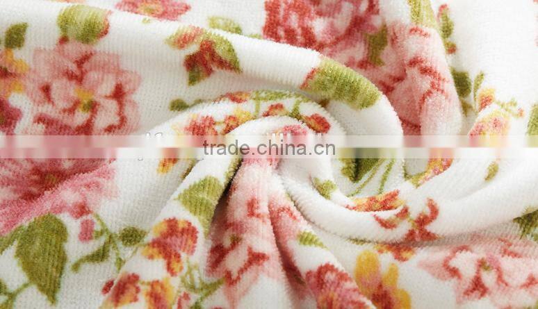 China towel factory custom flower logo terry fabric cotton print bath towel