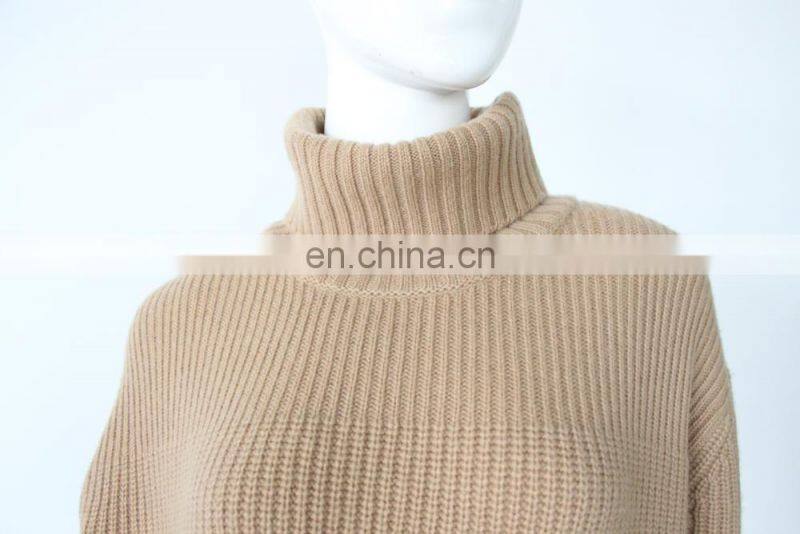 Pretty steps 2017 stylish elegant Solid Color Classic camel oversize cashmere turtleneck sweater for women