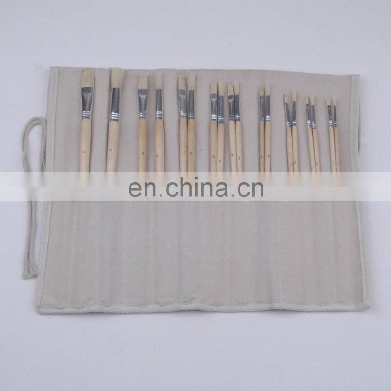 18-Piece Long Handle Bristle Hair Artist Painting Brush Set In PVC Box