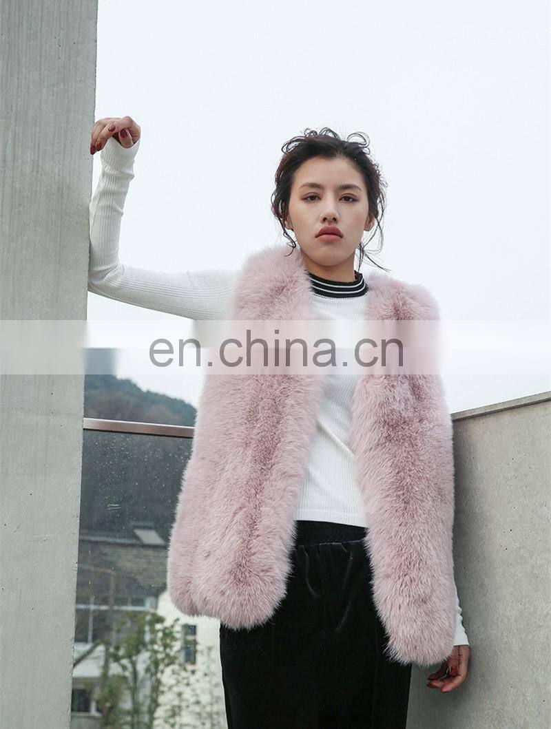 2016 New Korean Style Luxurious Fur Vests Winter Real Fox Fur Vest Women