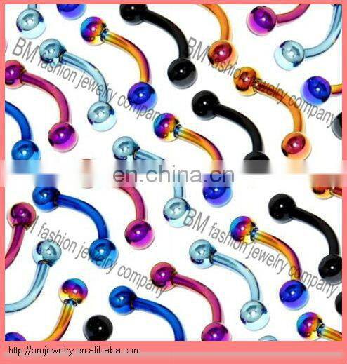 black wholesale titanium plated ball closure rings with gems nose ring lip ring earrings body piercing jewelry rings