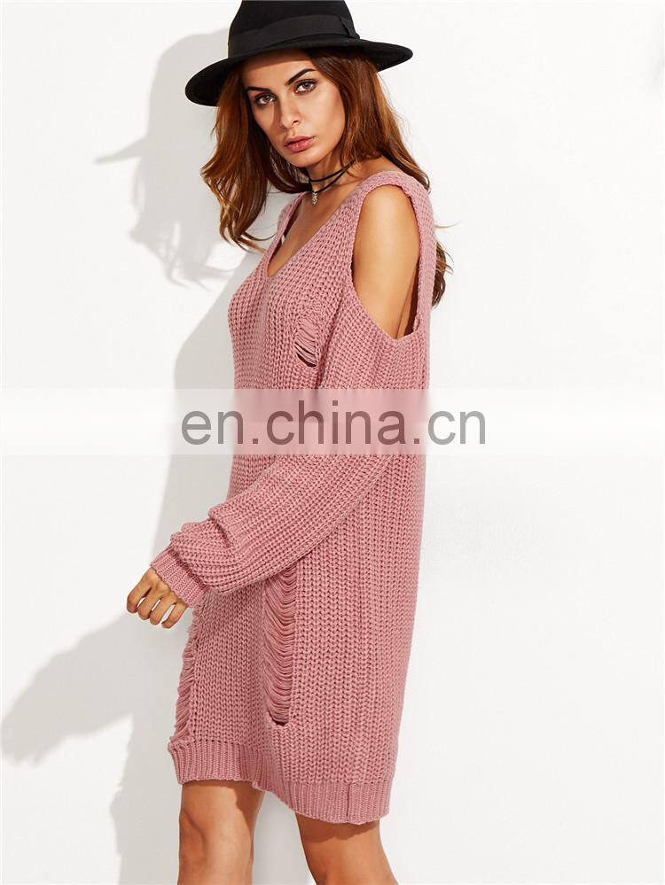 New style deep V-neck women sweater cold sleeves sweater for ladies KMY1058