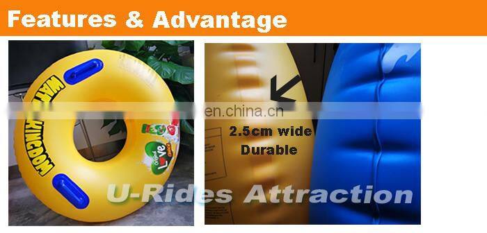 42 inch PVC Yellow color Inflatable Swimming Ring water park tube for water park slide use