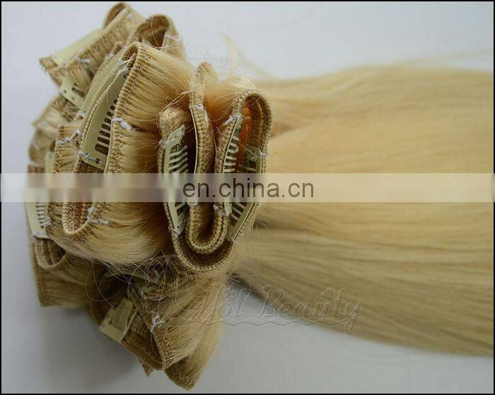 Indian virgin remy human hair extension, Hot Beauty Hair clip in hair