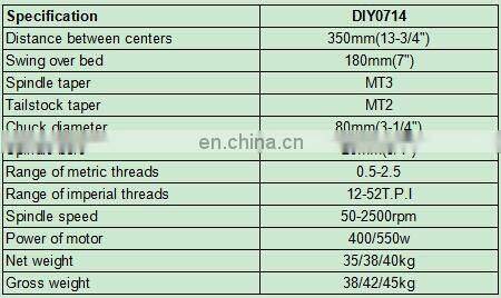 DIY0714  Mini Metal Lathe Metalworking Metal Gears Bench Lathe