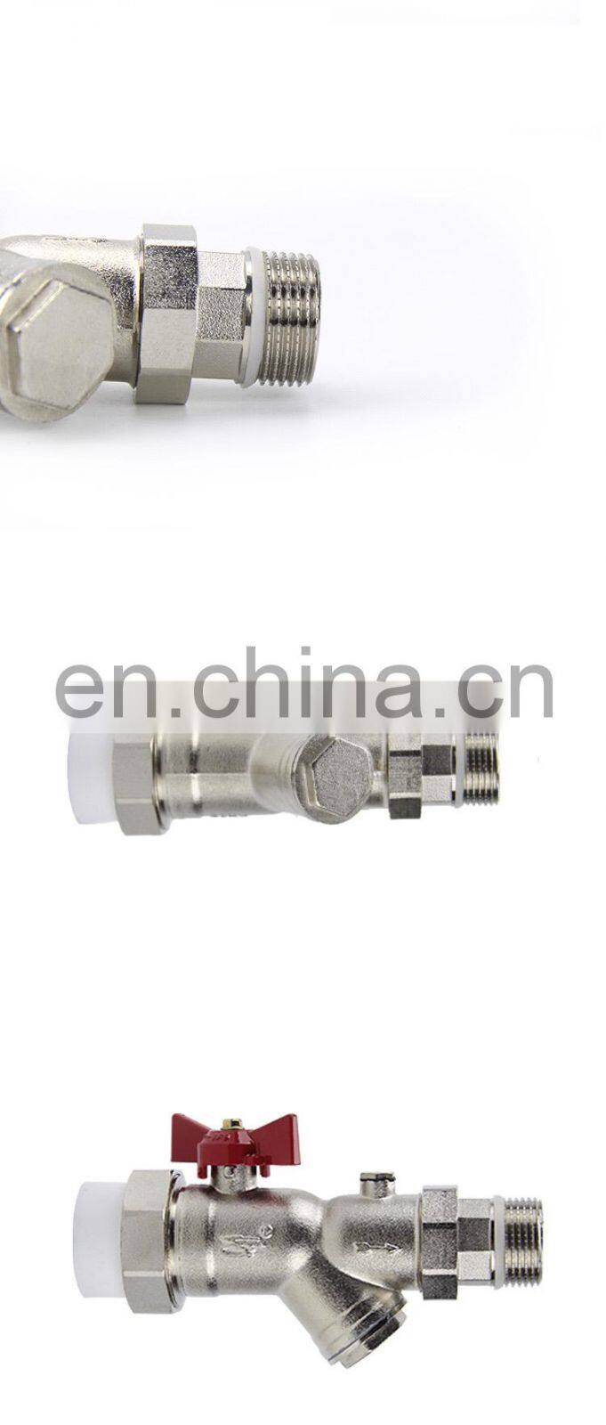 Manual full cooper thermometric strainer ball valve water temp valve
