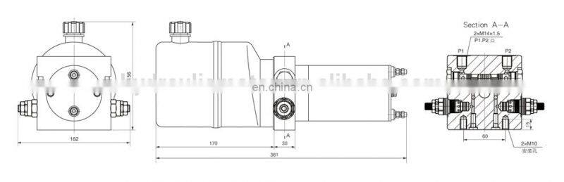24 volt 800w hydraulic power unit pack with dc motor