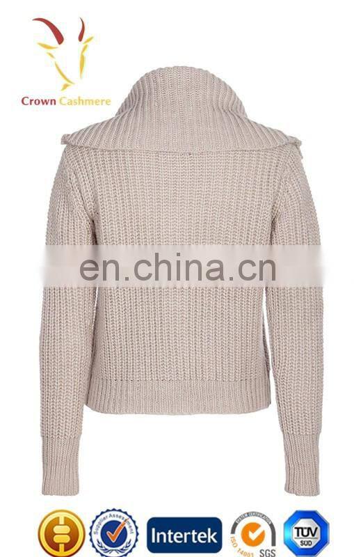 Jacket Style Full Zip Cable Kint Cashmere Sweater Cardigan