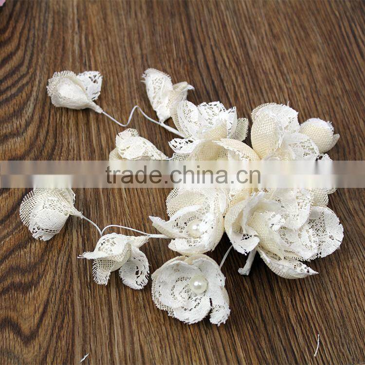 Customized Bridal Hair Accessories Ivory Lace Flower Branch Fascinator Wholesale