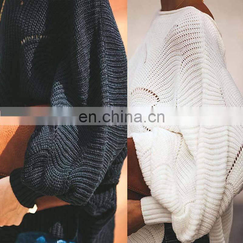 Wholesale custom women's sweaters Casual and comfortable Loose Solid color Large size hollow-carved design fashion