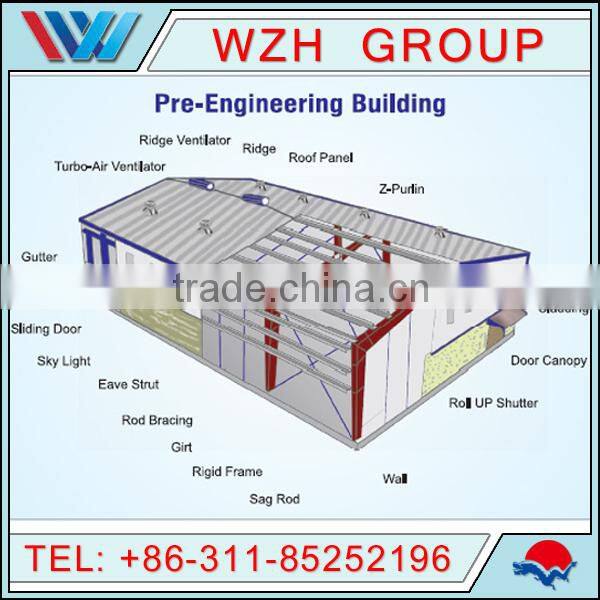 prefab high rise light steel structure building / steel structure car garage